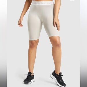 Beige Gym Shark Spandex Workout Running Shorts